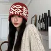 Gorro de Punto con Patrón de Diamantes Retro de Comercio Exterior Transfronterizo, Gorro de Lana para Mujer, Gorro de Punto con Diseño de Nicho para Otoño e Invierno, Cálido y Protector