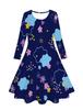 Vestido de Manga Larga para Niña con Estampado Digital 3D Dulce de Nubes, Estrellas y Luna para Primavera y Otoño Transfronterizo