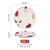 Conjunto de Louça de Mesa Cerâmica Pintada à Mão para o Natal, Prato de Bife Fofo, Prato Raso com Esmalte em Relevo, Pote Selado, Conjunto de Chá, Tigela de Cerâmica