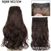 Venta al por mayor transfronteriza Extensiones de Cabello con Hilo de Pescar de una Pieza 16 Pulgadas 90g Fibra Sintética Extensiones de Cabello de Onda Grande Peluca para Mujeres Cabello Largo Rizado con Hilo de Pescar