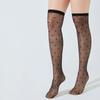 Meias Finas de Seda Preta Sexy Coração com Pés Fabricante Atacado Menina Pura Luxúria Jacquard Seda Core-Spun Meias Acima do Joelho