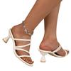 Tallas Grandes Exportación Moda Europea y Americana Pantuflas de Mujer para Usar en Exteriores Sandalias de Tacón Alto para Mujer con Punta Cuadrada de Una Sola Tira
