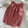 Camiseta Regata Gola Redonda Sem Mangas 2025 Solta e Versátil Top Casual Verão Estilo Japonês Simples Fresca Respirável Leve