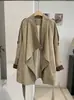 KEKEZOON Elegante Gabardina con Cuello Grande que Ceñe la Cintura para Otoño, Chaqueta Larga Adelgazante de Manga Larga para Viajes de Negocios para Mujer 9076