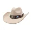 Sombrero de Vaquero Unisex Transfronterizo Minoría Étnica Corazón de Tíbet Borde Enrollado 19.5cm Sombrero de Fieltro con Diseño de Cabeza de Vaca Cuadrada