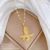 [Aço Titânio] Colar Águia Mergulhando com Design Luxuoso e Elegante Totalmente Cravejado para Mulheres, Corrente Versátil para Clavícula Corrente de Aço Titânio