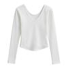 Série com forro de lã ~ 2024 Spice Girls Sexy V-neck Slim Fit Slim Base Shirt Top Feminino Cintura Curta Camiseta Manga Longa