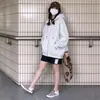 Sudadera con capucha casual nueva de primavera y otoño, fina, blanca, elegante, de manga larga para mujer, corte holgado, con forro polar y cremallera