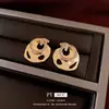 Brincos redondos de zircônia com pino de prata banhados a ouro real 18k brincos de design nicho transfronteiriço brincos sênior atacado