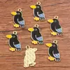 6 Tipos de Accesorios para Joyería DIY de Aleación Serie Animales Oro Kc Colgantes Esmaltados Encantos Lindos de Pájaros y Loros Multicolor