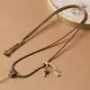 Cordón para Colgante de Jade y Oro Tejido a Mano, Colgante de Jade, Colgante de Hebilla de Paz, Cordón para Colgar, Correa para el Cuello para Hombres y Mujeres, Cordón de Cuero Encerado Marrón
