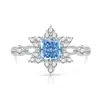 Anillo de Copo de Nieve con Corte Flor de Hielo de Piedra Preciosa Colorida Más Vendido en Transmisión en Vivo, Diamante de Alto Carbono Súper Brillante, Anillo de Estrella de Ocho Puntas Chapado en Oro, Envío Directo de Una Pieza