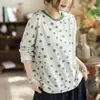 Top de mujer MT, estilo coreano, corte holgado, rejuvenecedor, estampado, nuevo modelo 2026, cuello redondo, manga larga, moda de otoño, adelgazante, casual, versátil