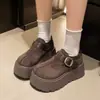 Zapatos Birkenstock de suela gruesa para chica bajita, mujer, nuevo estilo otoño 2026, plataforma de aumento de altura 7 cm, mocasines casuales slip-on, zapatos individuales
