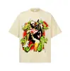 Camiseta de Manga Curta de Algodão Puro para Homens, Verão 2026, Estilo Americano, Gola Redonda, Ombro Caído, Marca Tendência, Manga Curta