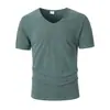 Comércio Exterior Amazon Europeu e Americano Transfronteiriço Verão Masculino Casual Cor Sólida Multicolor Gola V Manga Curta Tops Camisetas Roupas Casuais Masculinas