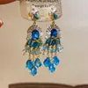 Aretes de Borla con Lazo de Perlas de Vidrio Aguja de Plata Lujo Accesible Aretes de Gama Alta Aretes de Moda Estilo Retro Étnico para Mujer