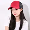 Gorra de camionero transpirable con bloques de color refrescantes, con parte frontal de algodón y parte trasera de malla, gorra de malla lisa para ciclismo al aire libre en verano, sombrero protector solar que no da calor