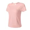 Top de Malha Fitness Peça Única Alta Elasticidade Justo para Mulheres Sem Costura Gola Redonda Camiseta de Yoga Pilates Indoor Emagrecedor Manga Curta