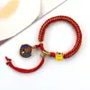 Pulsera Thangka Estilo Tíbet con Cinco Deidades de la Riqueza, Pulsera Tejida a Mano con Tara Verde y Cinco Santos, Pulsera Caja Gahu
