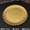 Bandeja Redonda Padrão Europeu de Luxo Leve Prato Exquisito em Relevo para Doces e Salgados Armazenamento de Mesa de Jantar Prato de Lanche Prato de Lanche