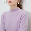 Suéter de Lana 100% Merino Australiano de Primera Línea Listo para Usar para Mujer, Tejido de Cuello Medio Alto, Capa Base de Color Sólido, Suéter Fino de Lana