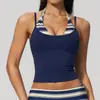 Yu An Nuevo Color Bloque de Lunares Europeo y Americano Sujetador Deportivo Halter Doble Hombro Falso Dos Piezas Cintura Ceñida Moldeador Tank Top de Yoga para Mujer