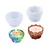 Molde de Silicona para Taza de Vela Romper Maceta de Cemento Yeso DIY Redonda con Puntos de Polca Molde para Tazón con Relieve Listo para la Venta