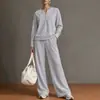 2026 Moda Europeia e Americana Feminina Transfronteiriça Outono Nova Coleção Casual Cor Sólida Gola Alta Cardigan Moletom e Conjunto de Calças de Pernas Largas