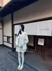 Falda Corta Gris para Mujer, Nuevo Estilo Otoño e Invierno 2025, Falda de Punto Acampanada Petite, Falda Media de Punto Plisada