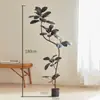 Árbol de caucho King Kong Negro Planta verde de simulación Plantas biónicas de interior de alta gama de lujo ligero Adornos de suelo para sala de estar en maceta grande