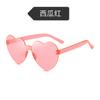 Celebridad de Internet Gafas de Sol sin Marco Explosivas de Amor Color Caramelo Personalizadas Gafas de Corazón de Melocotón de una Sola Pieza Gafas Divertidas para Fiesta