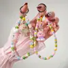 Pingente de Coelho de Contas de Arroz Fofo de Desenho Animado Pingente de Celular Estilo Pulseira Tira de Celular Versátil com Asas Feita à Mão com Contas
