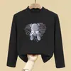 Camiseta de manga comprida para meninas, novo estilo outono/inverno, segunda pele infantil, gola alta meia-lua de veludo alemão, blusa macia escovada para meninas pequenas
