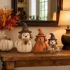 Enfeites populares de abóbora e fantasma de madeira para o Halloween, decorações de mesa para o feriado, artesanato em madeira