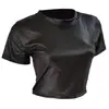 Kikuu Transfronterizo Rusia Aliexpress 2026 Amazon Top Corto Sexy Camiseta de Cuero Sintético 4 Colores Ebay