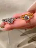 Anel de Diamante Popular Estilo Coreano Simples de Quatro Garras do Xiaohongshu, Clássico Normcore, Luxo Leve, Anel Feminino Moderno, Peça Única Dropshipping