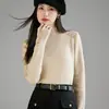 Camiseta Básica de Cuello Medio para Mujer, Terciopelo Engrosado, Nueva Prenda Interior Otoño e Invierno 2024, Suéter de Cuello Alto, Top Delgado de Invierno