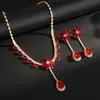 Set de Aretes y Collar con Colgante de Flor de Zircón y Gota de Agua, Cadena para Clavícula Versátil de Lujo Ligero Transfronterizo, Joyería de Gama Alta de Nicho
