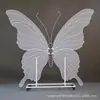 Arco de Hierro Blanco con Mariposas, Modelo Nuevo de Comercio Exterior Más Vendido, con Ruedas para Decoración Móvil de Fondo de Boda