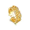 Anillo Popular Rico Flor Dorada Pequeña de Xiaohongshu 2025 Nuevo Estilo Antiguo Industria Pesada Brillante Flor de Osmanthus con Diamantes Completos