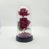 Adorno de Cúpula de Cristal con Flor Preservada de Doble Rosa Roja con Luz, Decoración de Regalo para el Día de San Valentín, Venta al por Mayor desde el Fabricante