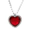 Collar con colgante de corazón de cristal del océano Titanic de estilo europeo y americano con cadena de diamantes de imitación azules y rojos.