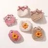 Bolsas de Crochê Feitas à Mão com Flores de Lã, Estilo Pastoral, Tranquilo e Fofo, Acessórios e Materiais para Roupas DIY e Vestir Bonecas