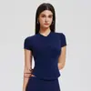 Conjunto de Falda Corta Deportiva Cruzada Henry Ajustado Sexy Delgado Cuello en V Manga Corta Ropa de Fitness Alta Elasticidad Secado Rápido