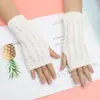 Guantes de lana de punto cálidos para otoño e invierno para hombre y mujer, de medio dedo, guantes cortos de punto trenzado de ocho caracteres, manguitos para brazo, venta al por mayor