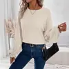 2025 Amazon Camiseta Casual de Manga Larga de Color Sólido con Canalé y Cuello Redondo, Nueva Moda Otoño/Invierno Europea y Americana Transfronteriza