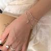 Corea del Sur Plata Esterlina S925 Estrella Amor Azul Plata Cuentas Pulsera Combinación para Mujer Pulsera Simple Diaria Cuerda de Mano Estilo Casual