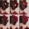 Presilha de Cabelo de Pelúcia Vermelha Ankora para Mulheres, Outono e Inverno, Presilha de Garra com Pérolas de Alto Padrão Estilo Chanel, Tamanho Grande para Cabelos Grossos