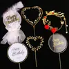 Amor Cadena de perlas Decoración de pastel Enchufe Luna de hierro Pareja En línea roja Creativo Tarjeta de pastel Inserto Bandera Decoración